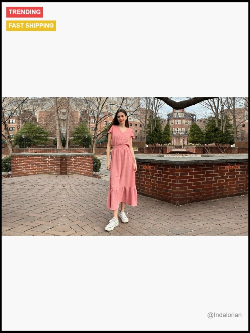 Swiss Dot Maxi Dress with Smocked Waist and Ruffle Hem - Picture 7 of 7